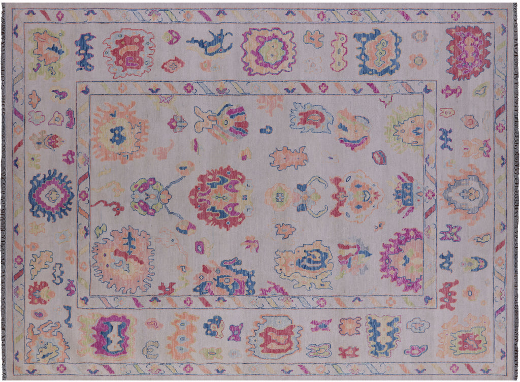 Ivory Turkish Angora Oushak Handmade Wool Rug 10' 2" X 13' 11" - Q22304