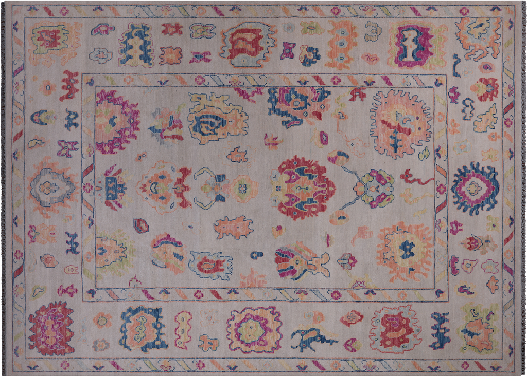 SUPER SALE Ivory Turkish Angora Oushak Handmade Wool Rug 10' 2" X 13' 11" - Q22304