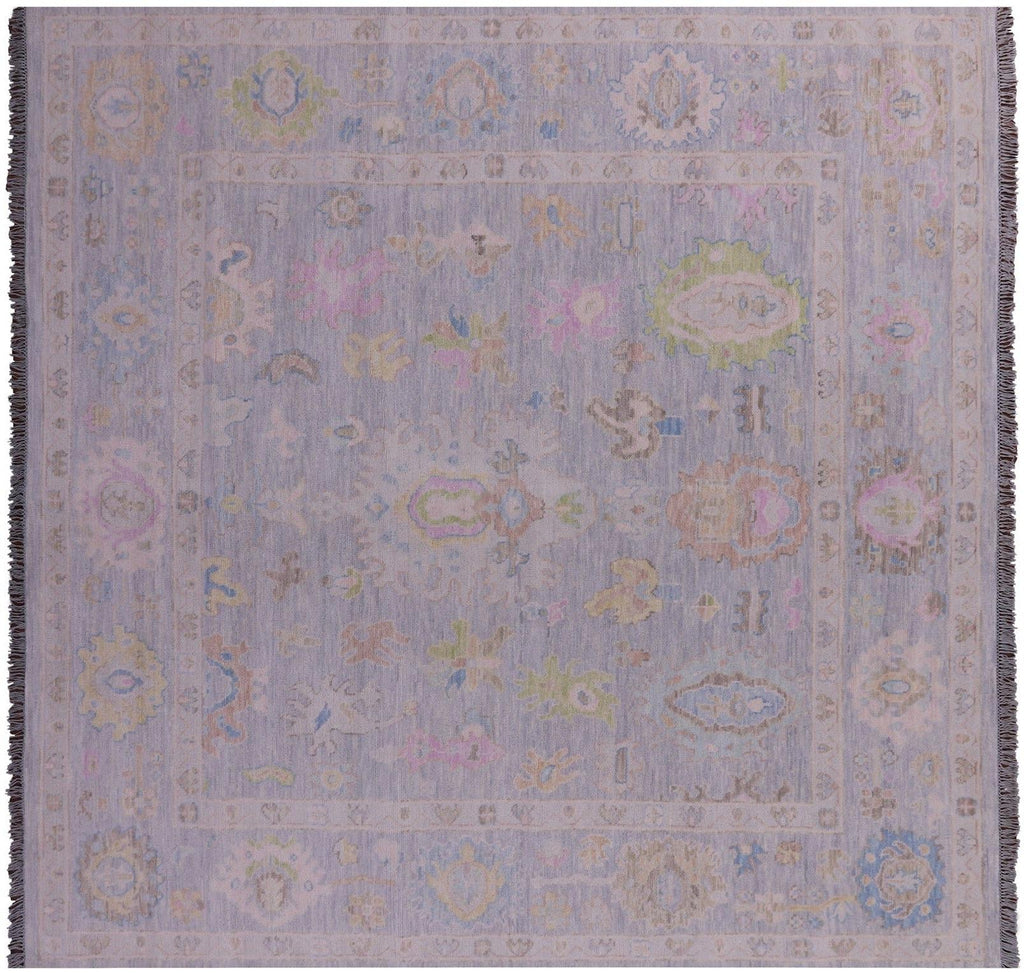 Grey Square Turkish Angora Oushak Handmade Wool Rug - Manhattan Rugs