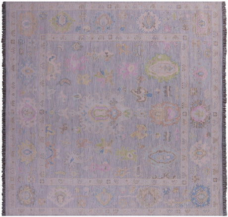 Grey Square Turkish Angora Oushak Handmade Wool Rug - Manhattan Rugs