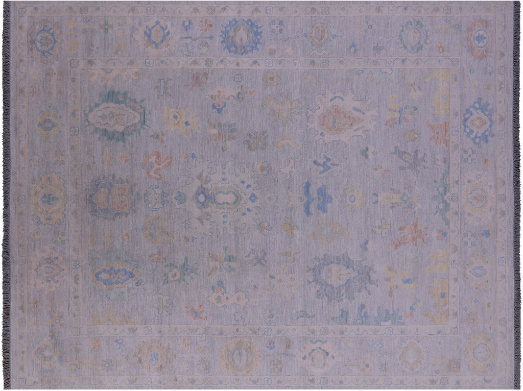 Silver 9' 1" X 12' 2" Turkish Angora Oushak Handmade Wool Rug - Q22317