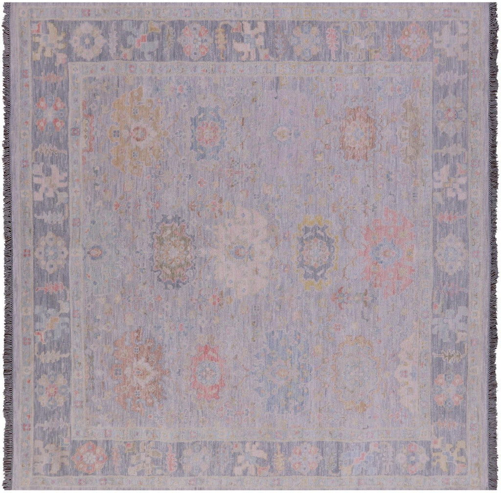 Grey Square Turkish Angora Oushak Handmade Wool Rug - Manhattan Rugs