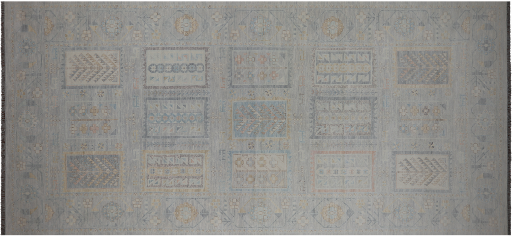 Silver Handmade Persian Gabbeh Tribal Rug 8' 11" X 19' 6" - Q22332