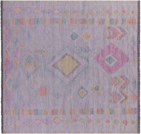 Grey Square Moroccan Hand Knotted Wool Rug - Manhattan Rugs