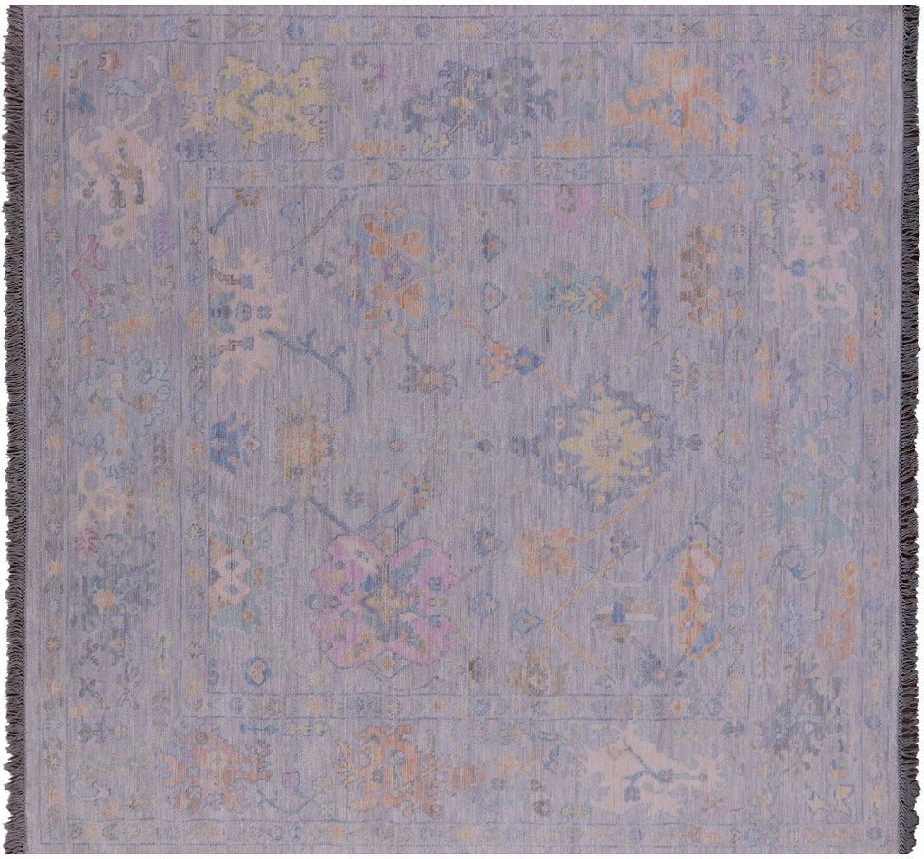 Grey Square Hand Knotted Turkish Angora Oushak Wool Rug - Manhattan Rugs