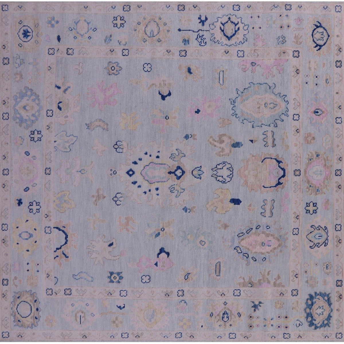 Blue 8' Square Turkish Angora Oushak Handmade Rug – Manhattan Rugs