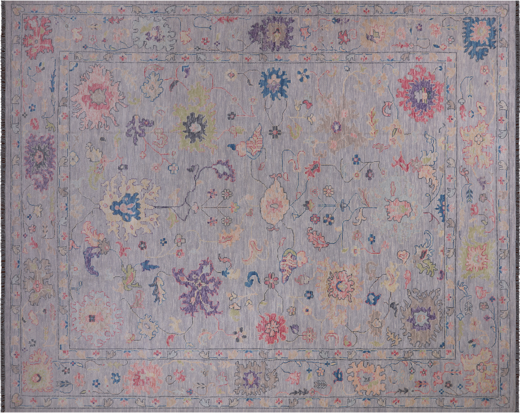 SUPER SALE Silver Turkish Angora Oushak Hand Knotted Rug 12' 0" X 15' 0" - Q22344