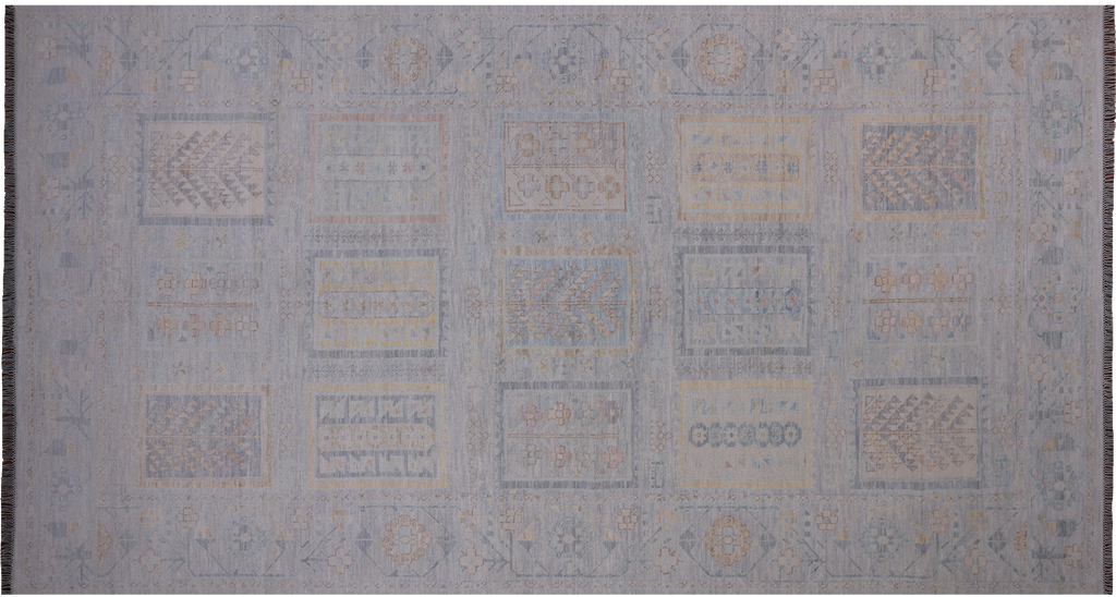 Silver Persian Gabbeh Tribal Hand-Knotted Wool Rug 8' 2" X 15' 3" - Q22349