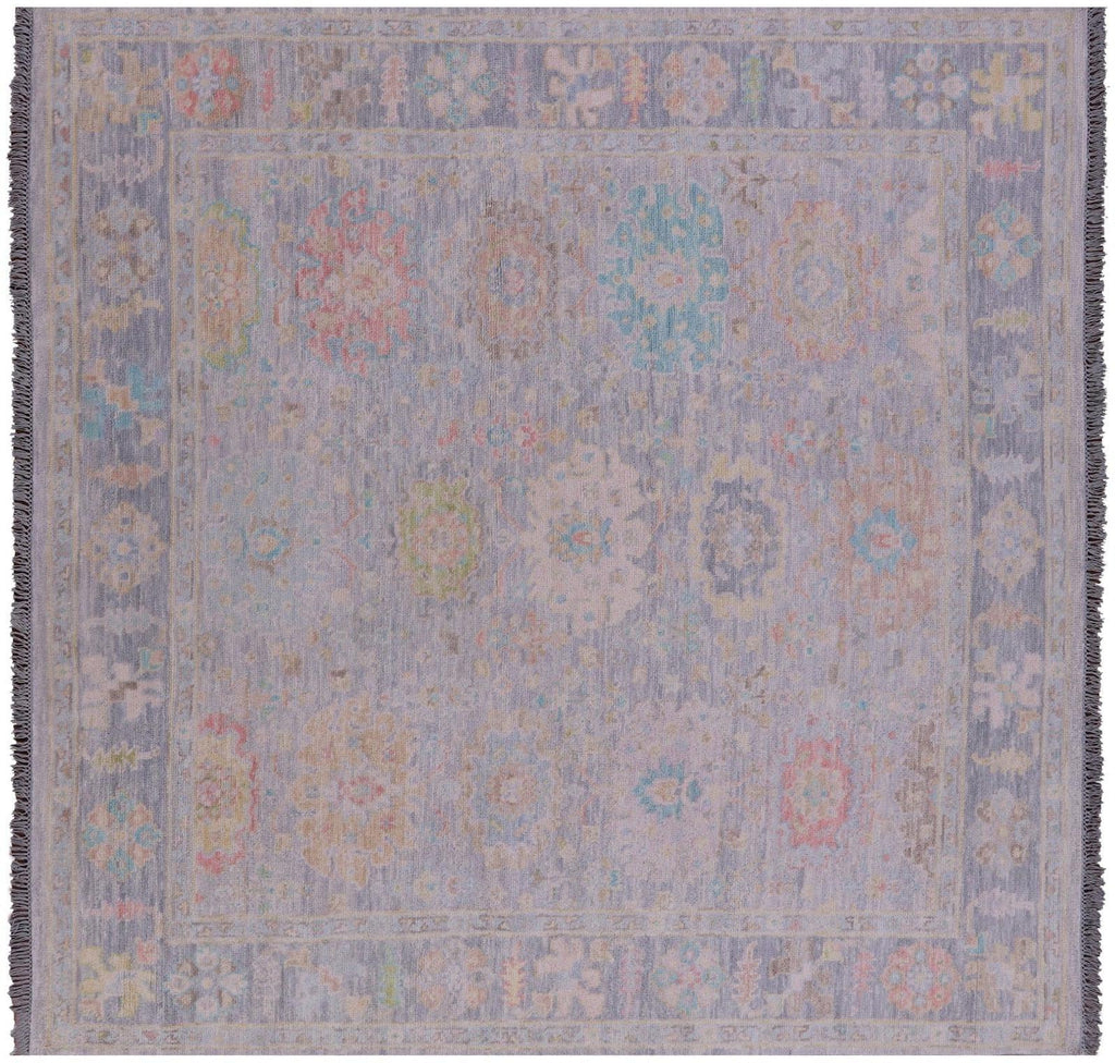 Grey Square Turkish Angora Oushak Hand Knotted Rug - Manhattan Rugs