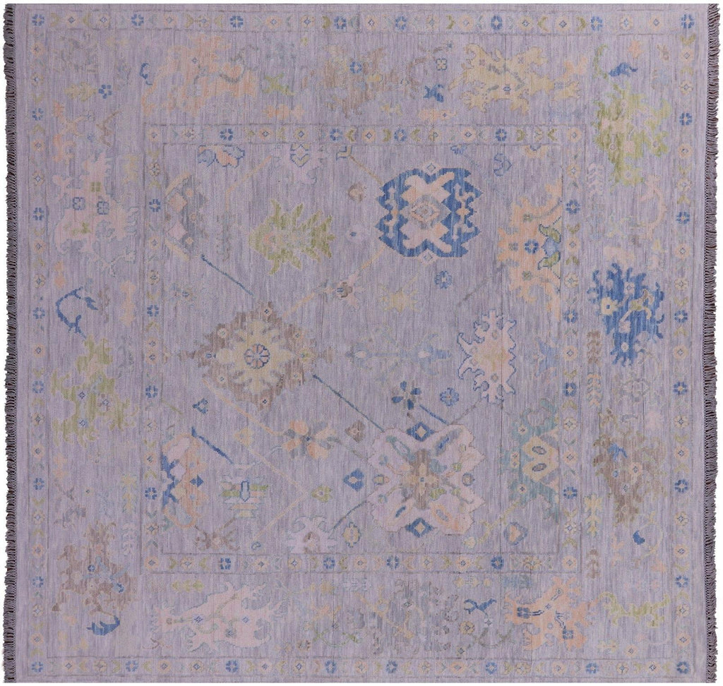 Grey Square Handmade Turkish Angora Oushak Wool Rug - Manhattan Rugs