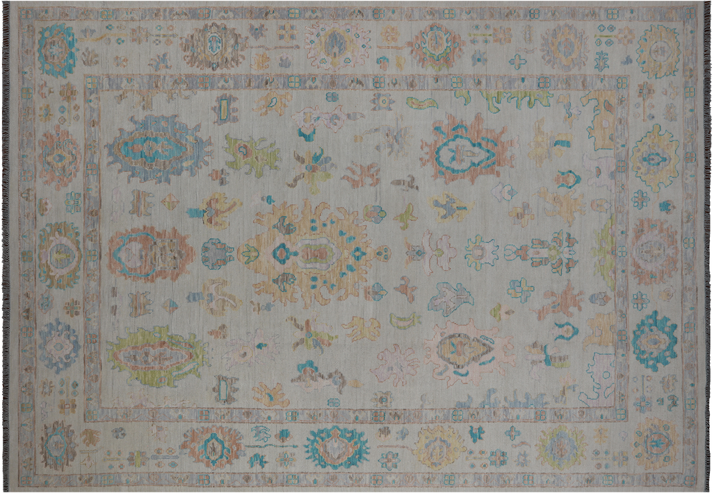 SUPER SALE Ivory 9' 11" X 14' 0" Handmade Turkish Angora Oushak Wool Rug - Q22354