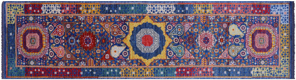 Blue Mamluk Hand Knotted Wool Runner Rug - Manhattan Rugs