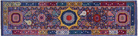 Blue Runner Mamluk Hand Knotted Wool Rug - Manhattan Rugs