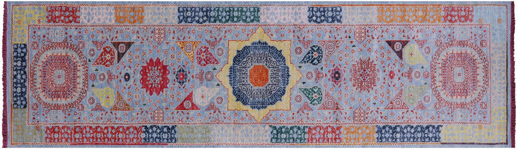 Blue Runner Mamluk Hand Knotted Wool Rug - Manhattan Rugs