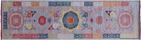 Blue Runner Mamluk Hand Knotted Wool Rug - Manhattan Rugs