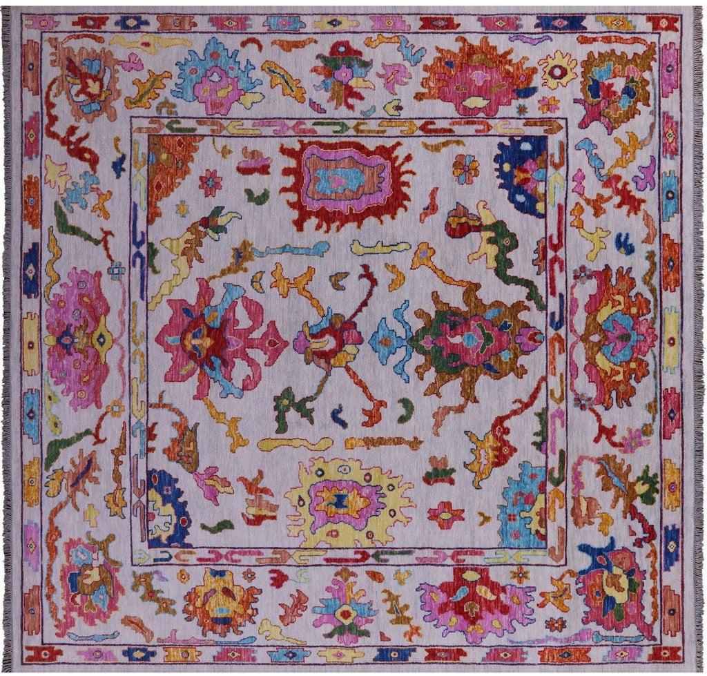 Grey Square Turkish Angora Oushak Handmade Rug - Manhattan Rugs