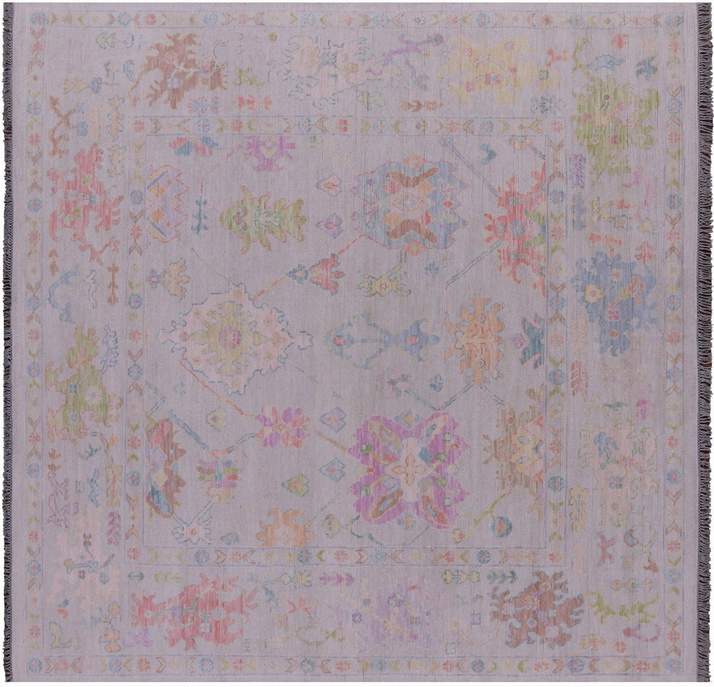 Ivory Square Turkish Angora Oushak Handmade Wool Rug - Manhattan Rugs