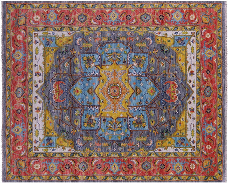 Grey Persian Heriz Serapi Hand Knotted Wool Rug - Manhattan Rugs