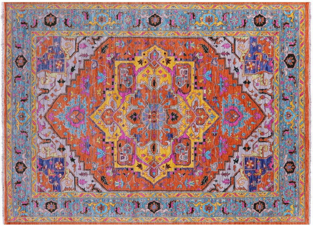 Orange Persian Heriz Serapi Hand-Knotted Rug - Manhattan Rugs
