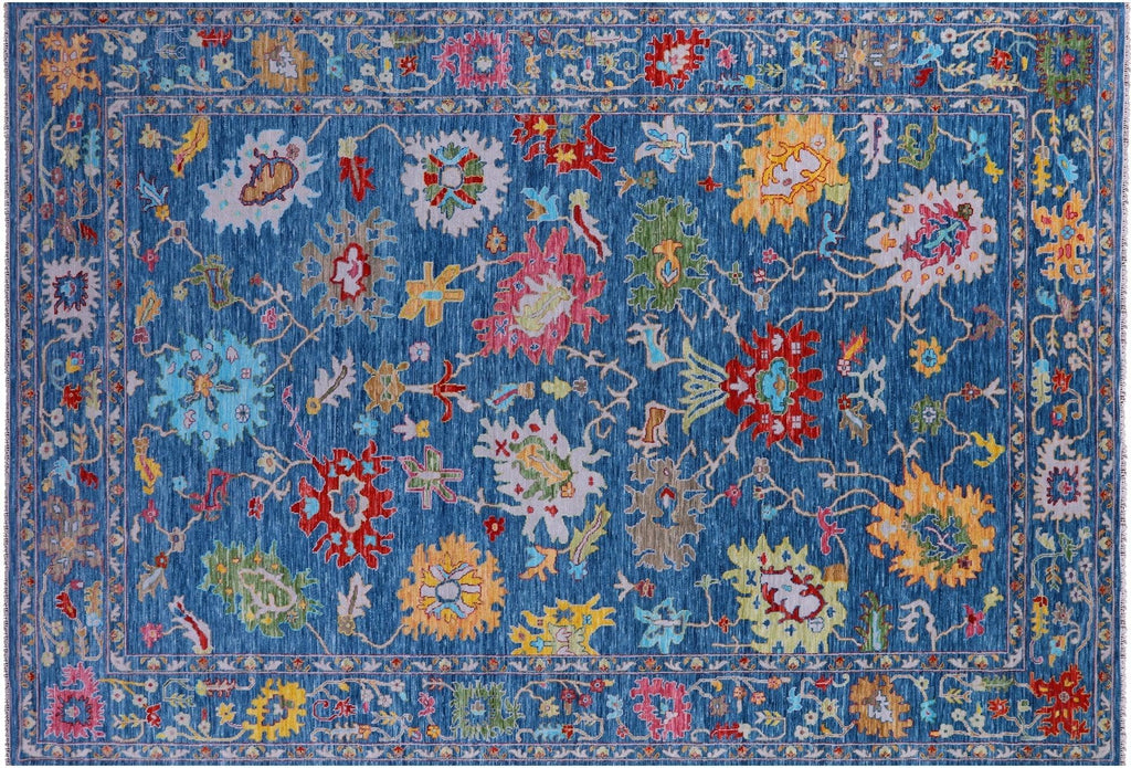 Blue Turkish Angora Oushak Handmade Rug - Manhattan Rugs