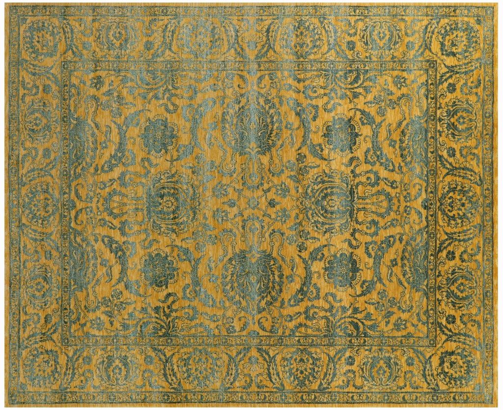 Gold Persian Tabriz Handmade Wool & Silk Rug - Manhattan Rugs