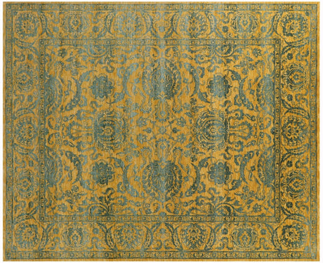 Gold Persian Tabriz Handmade Wool & Silk Rug - Manhattan Rugs