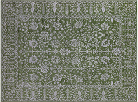 Green Persian Tabriz Hand-Knotted Wool & Silk Rug - Manhattan Rugs