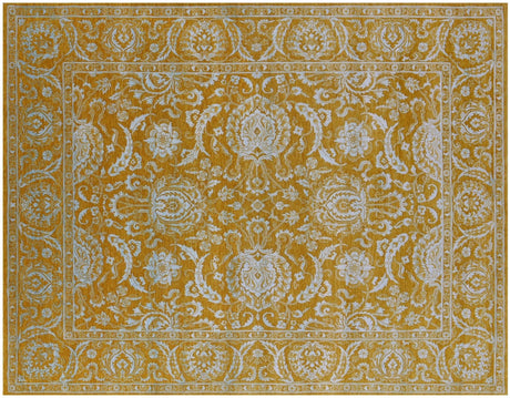 Gold Persian Tabriz Wool & Silk Handmade Rug - Manhattan Rugs