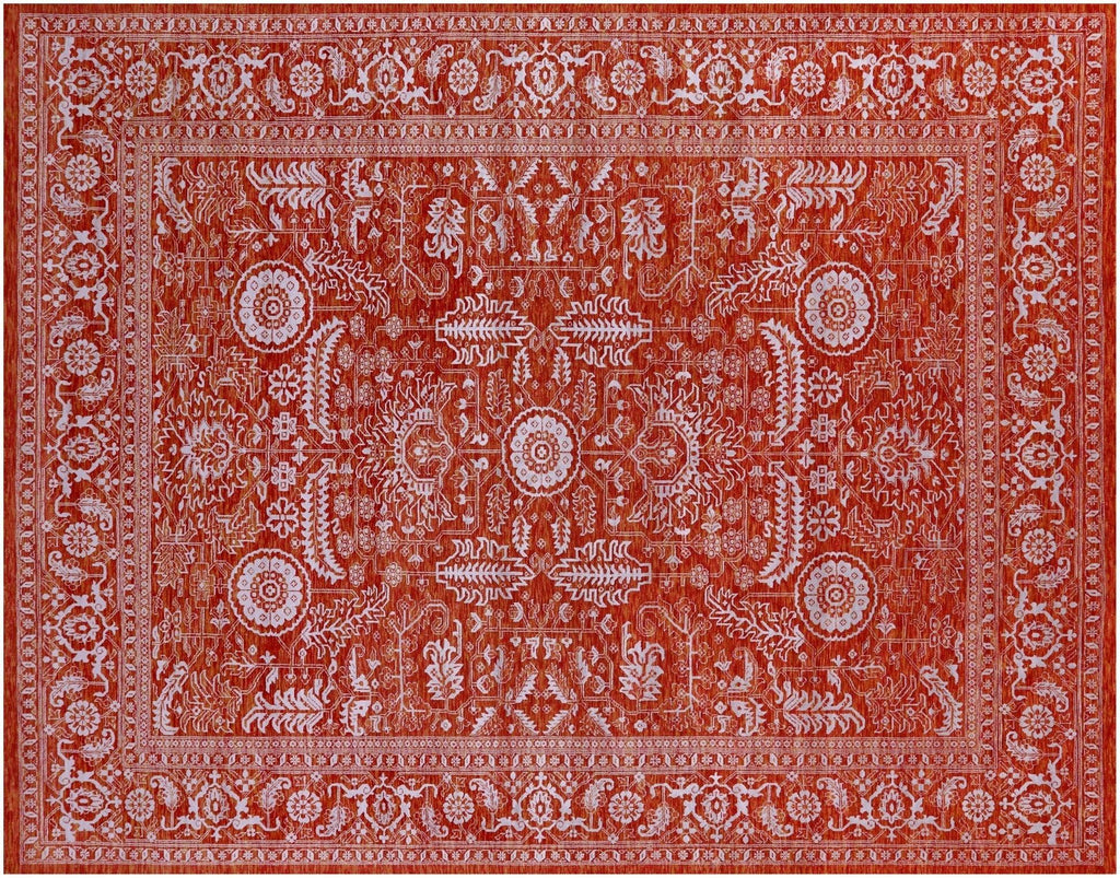 Orange Persian Tabriz Hand Knotted Wool & Silk Rug - Manhattan Rugs