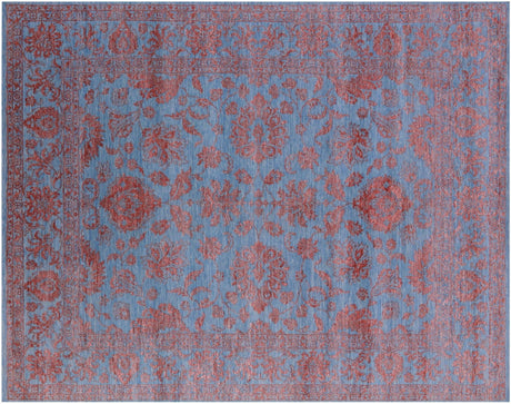 Blue Wool & Silk Persian Tabriz Hand Knotted Rug - Manhattan Rugs