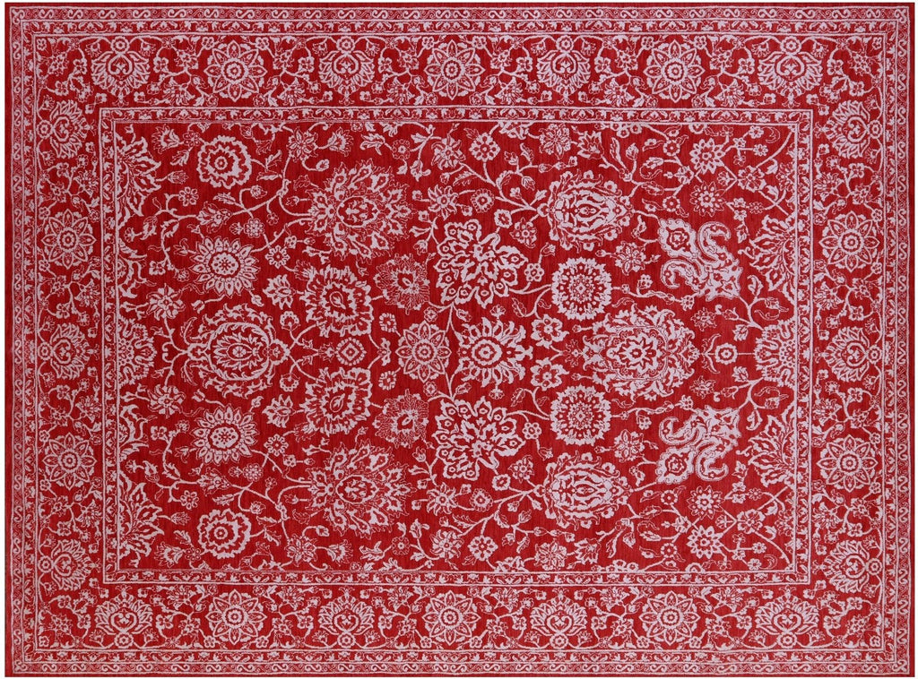 Red Persian Tabriz Hand Knotted Wool & Silk Rug - Manhattan Rugs