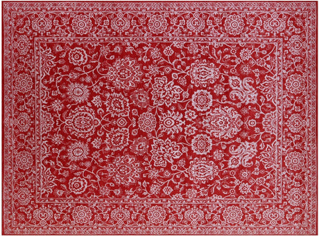Red Persian Tabriz Hand Knotted Wool & Silk Rug - Manhattan Rugs