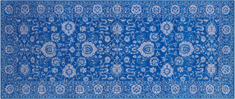 Blue Wool & Silk Persian Tabriz Hand Knotted Rug - Manhattan Rugs