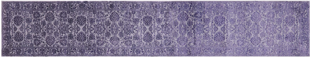 Grey Persian Tabriz Handmade Wool & Silk Runner Rug - Manhattan Rugs