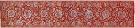 Orange Wool & Silk Persian Tabriz Hand-Knotted Runner Rug - Manhattan Rugs
