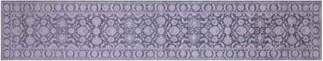 Grey Runner Wool & Silk Persian Tabriz Handmade Rug - Manhattan Rugs