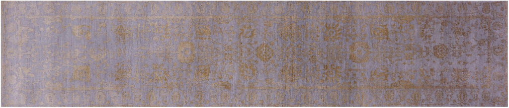 Grey Runner Persian Tabriz Hand Knotted Wool & Silk Rug - Manhattan Rugs
