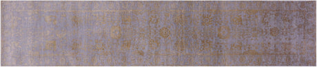Grey Runner Persian Tabriz Hand Knotted Wool & Silk Rug - Manhattan Rugs