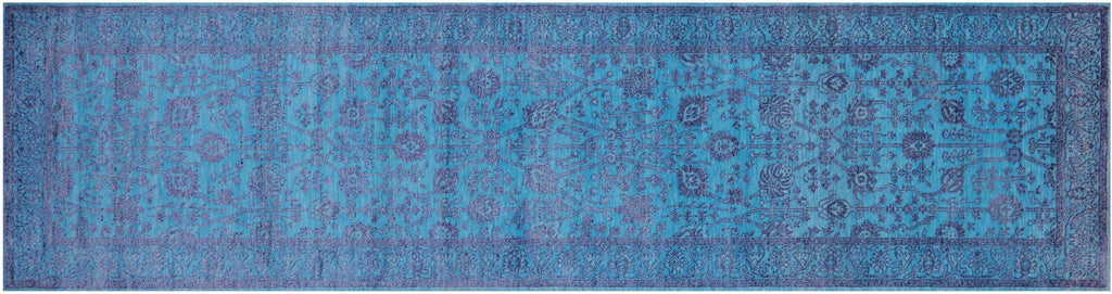 Blue Runner Persian Tabriz Handmade Wool & Silk Rug - Manhattan Rugs