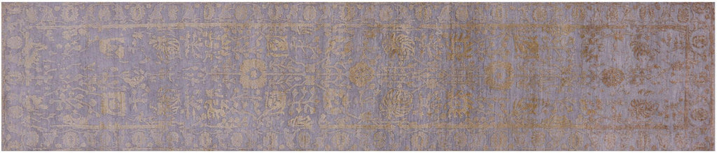 Grey Runner Persian Tabriz Handmade Wool & Silk Rug - Manhattan Rugs