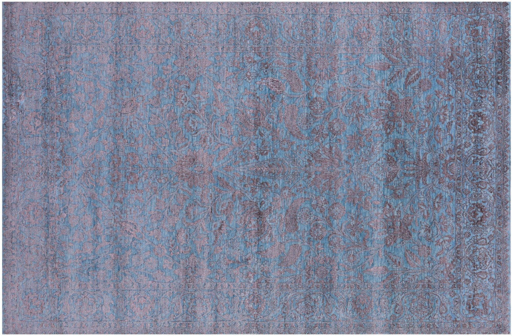 Blue Persian Tabriz Wool & Silk Hand-Knotted Rug - Manhattan Rugs