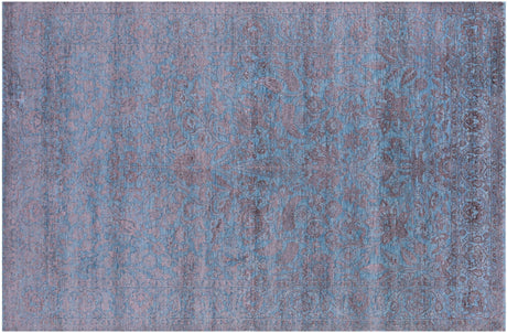 Blue Persian Tabriz Wool & Silk Hand-Knotted Rug - Manhattan Rugs