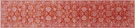 Orange Runner Persian Tabriz Handmade Wool & Silk Rug - Manhattan Rugs