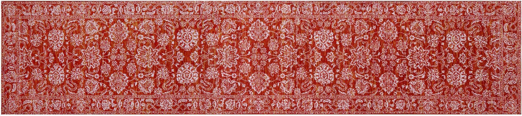 Orange Runner Persian Tabriz Hand Knotted Wool & Silk Rug - Manhattan Rugs