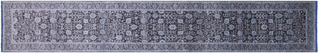 Grey Runner Wool & Silk Persian Tabriz Handmade Rug - Manhattan Rugs