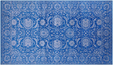 Blue Persian Tabriz Wool & Silk Hand Knotted Rug - Manhattan Rugs