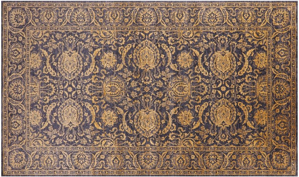 Grey Hand Knotted Wool & Silk Persian Tabriz Rug - Manhattan Rugs