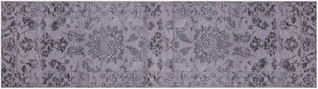 Grey Wool & Silk Handmade Persian Tabriz Runner Rug - Manhattan Rugs