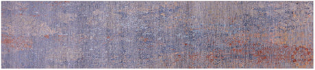 Grey Runner Modern Wool & Silk Handmade Rug - Manhattan Rugs