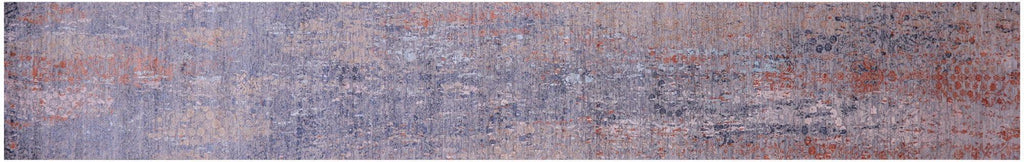 Grey Runner Modern Handmade Wool & Silk Rug - Manhattan Rugs